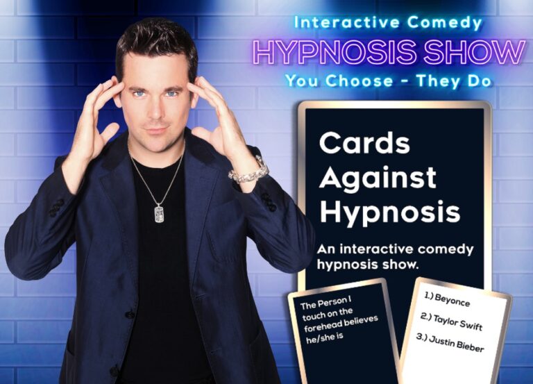 cards against hypnosis show with comedy hypnotist david hall